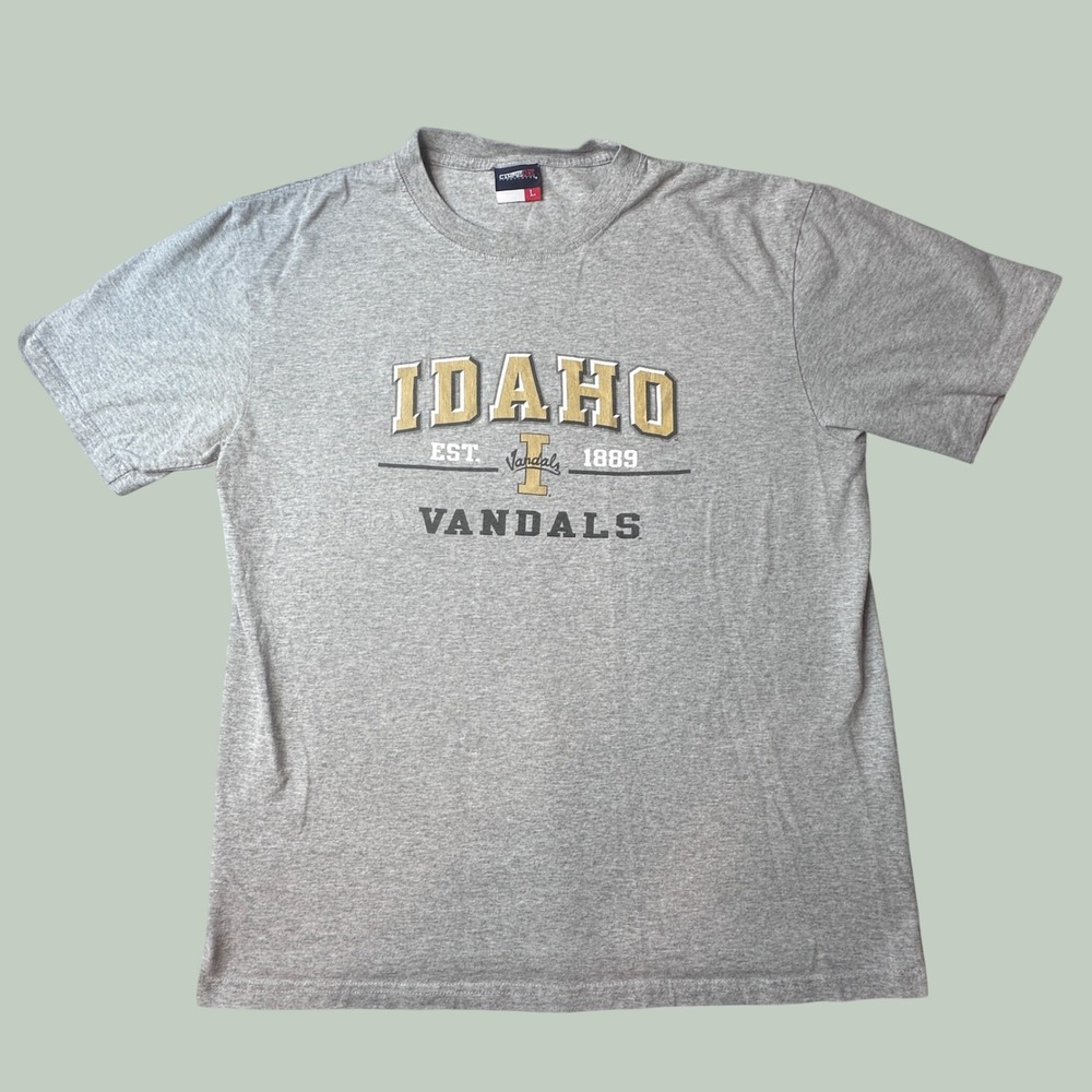 Vintage Idaho T Shirt Mens L Gray NCAA Football Basketball Campus One Sportswear